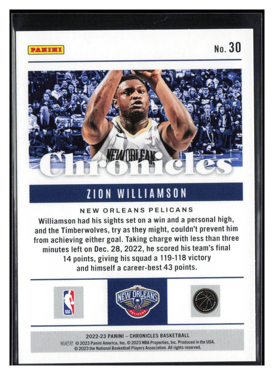 2022-23 Panini Chronicles #30 Zion Williamson | eBay