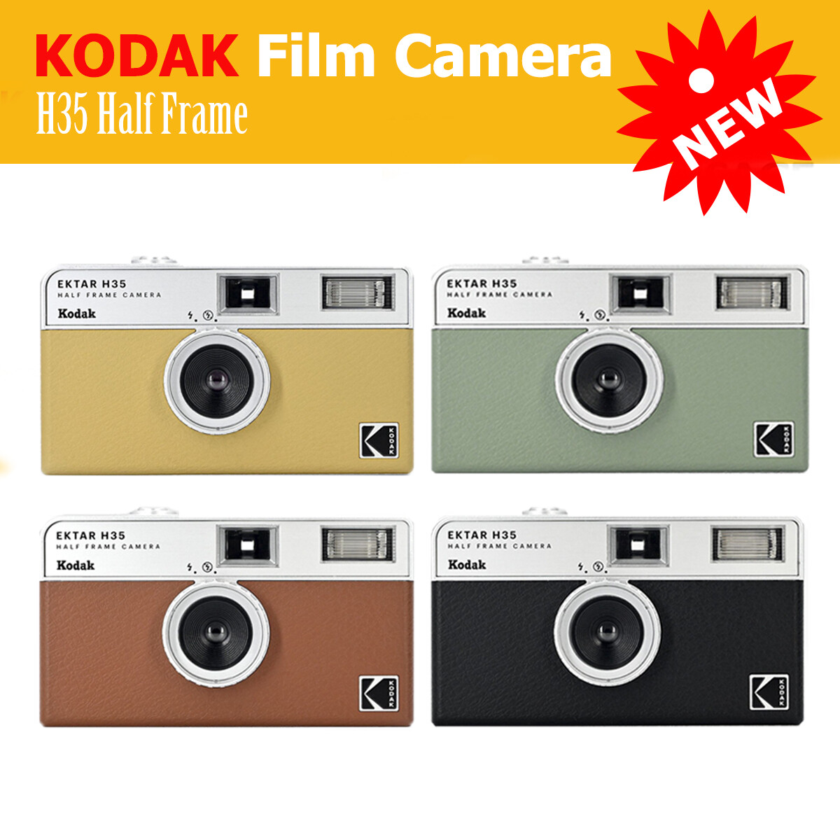 NEW KODAK EKTAR H35 Half Frame Film Camera 35mm Reusable Camera with Flash