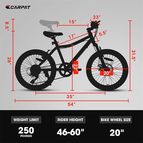 20inch Mountain Bike Pink 7 Speed Front Suspension Disc Brake for Ages 8-12 - Picture 2 of 9