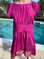 Phoebe Couture Women's size 8 Silk Embroidered Pink Dress