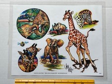Vintage Art Tattoo Flash Sheet Judy Parker Elephant Giraffe Rhino /T170