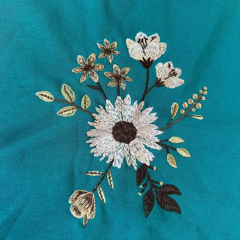 Vintage 90s Pullover Sweatshirt - Double Layer Neck Vintage Embroidered Crewneck - Image 2 of 4