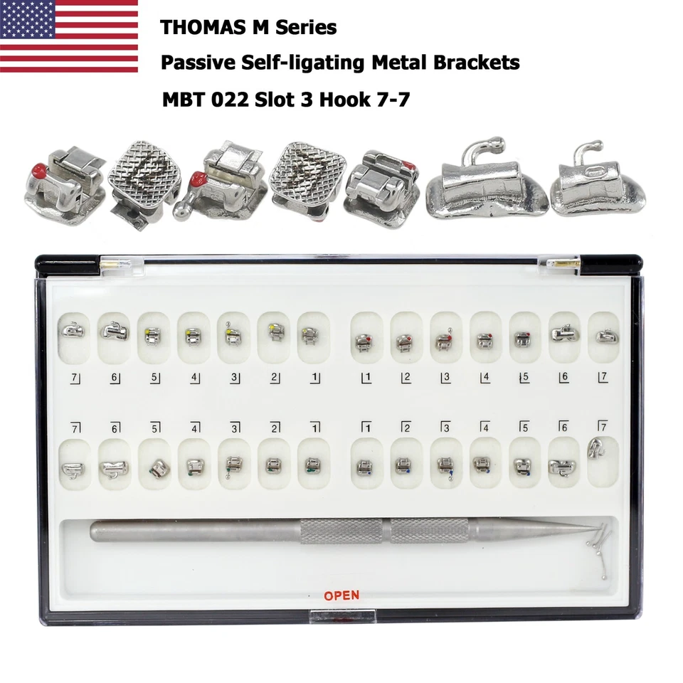 Damon Q Dental Orthodontic Metal Self Ligating Brackets Roth MBT 022 3 4 5 Hooks - Image 4 of 4