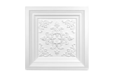 HEXIM Deckenplatte Hartschaum Deckenpaneele aus PU stoßfest weiß 61x61cm B4002