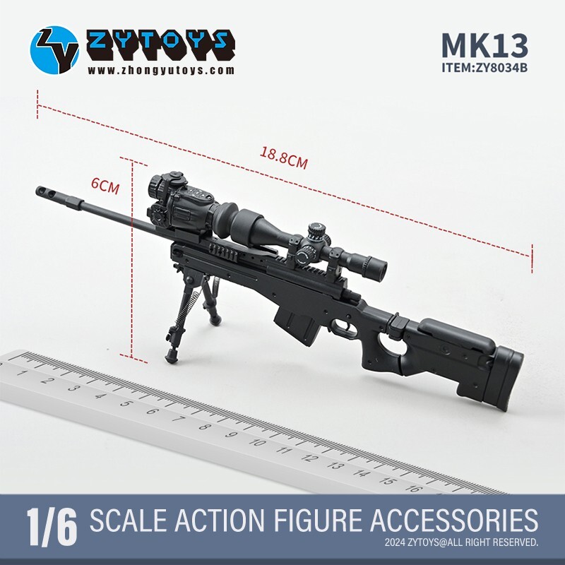ZYTOYS 1/6 Scale Army MK13 Sniper Rifle 18.8cm Plastic Weapons