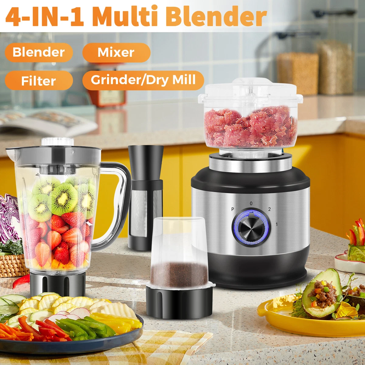 4 in 1 Electric Blender Juicer 1.8L Food Veg Processor Meat Bean