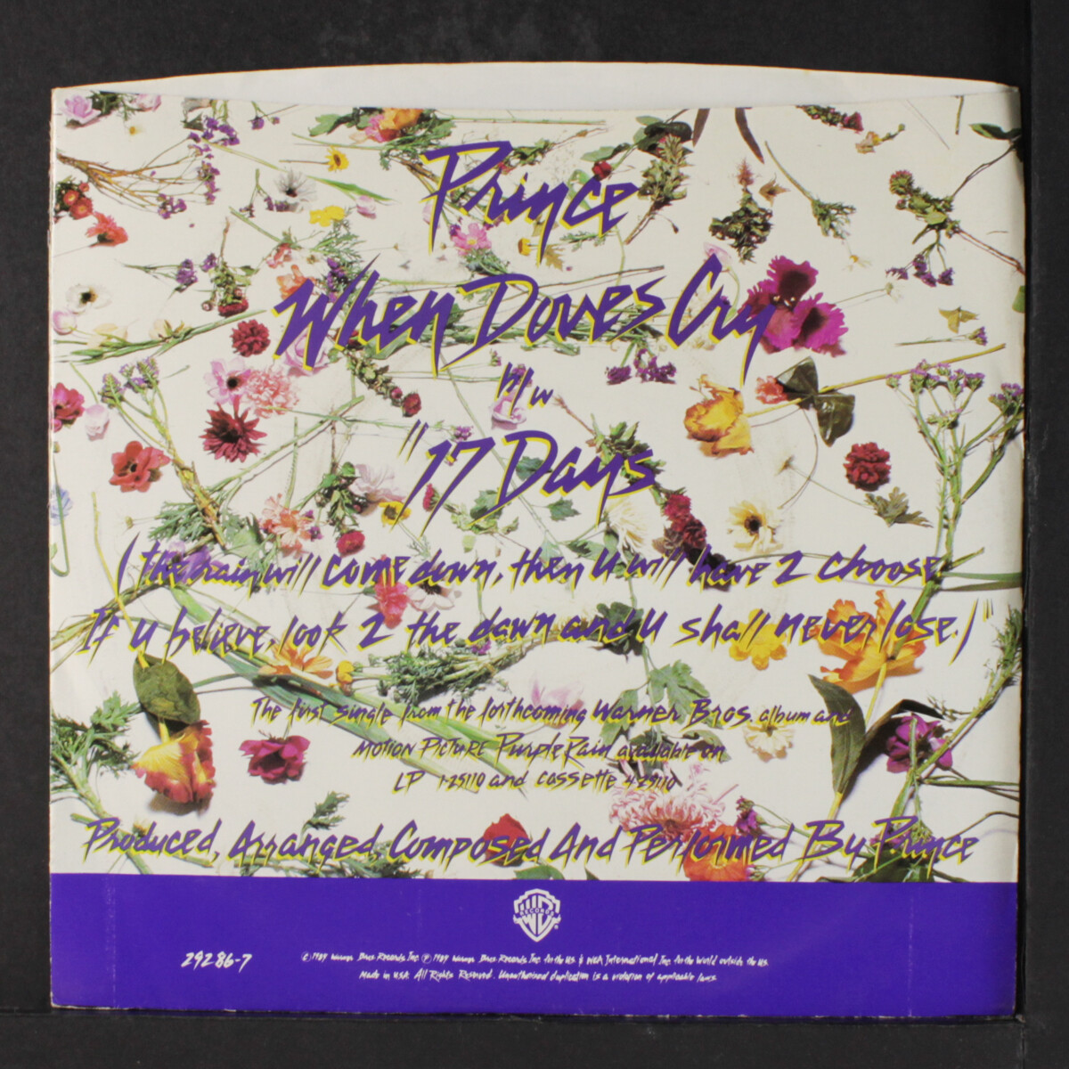PRINCE 『WHEN DOVES CRY / 17 DAYS』 PRINCE 45 RPM When Doves Cry / 17 Days: Amazon.ca: Music