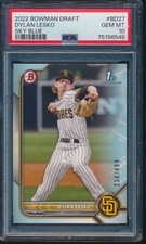 PSA 10 DYLAN LESKO 1st 2022 Bowman Draft Paper SKY BLUE Parallel/499 RC GEM MINT