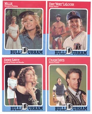 BULL DURHAM ~ 1988 Baseball Card Set of 4 w/ Kevin Costner "Crash Davis" MINT