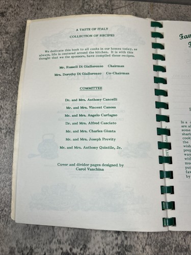 Sons Of Italy Grand Lodge PA - A TASTE OF ITALY Italian Recipe Book 1949 Vintage - Picture 8 of 11