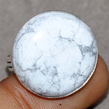 Round Howlite 925 Silver Plated Ring US 9.5 Gift For Girlfriend Trendy GW