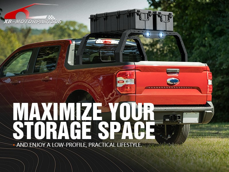 Overland Bed Racks Cargo Carrier with 2 × Led Light For 2022-2025 Ford Maverick