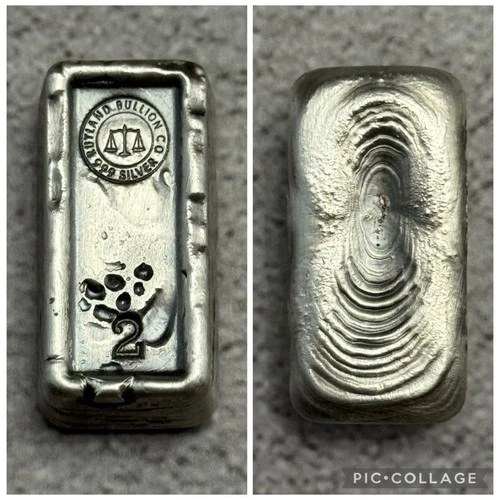Rutland Bullion Co. 2 oz “Frame” Hand Poured Silver Bar .999 Fine Silver