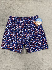 Columbia PFG Shorts Boys XL 18/20 Blue Red Shark Print Omni-Shade UPF 50 Swim