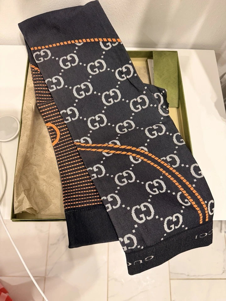 NEW Gucci GG Jacquard Jersey Leggings  Black/Orange Women’s Size S Authentic - Image 3 of 4