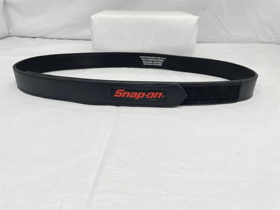 Cinturón de cuero negro a presión cintura para hombre talla 34-36 herramienta accesorio grapas gancho lazo Foto 2 de 4