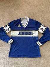 Vintage 1980's Cleveland Force Long Sleeve Jersey Umbro Mens Medium Blue RARE