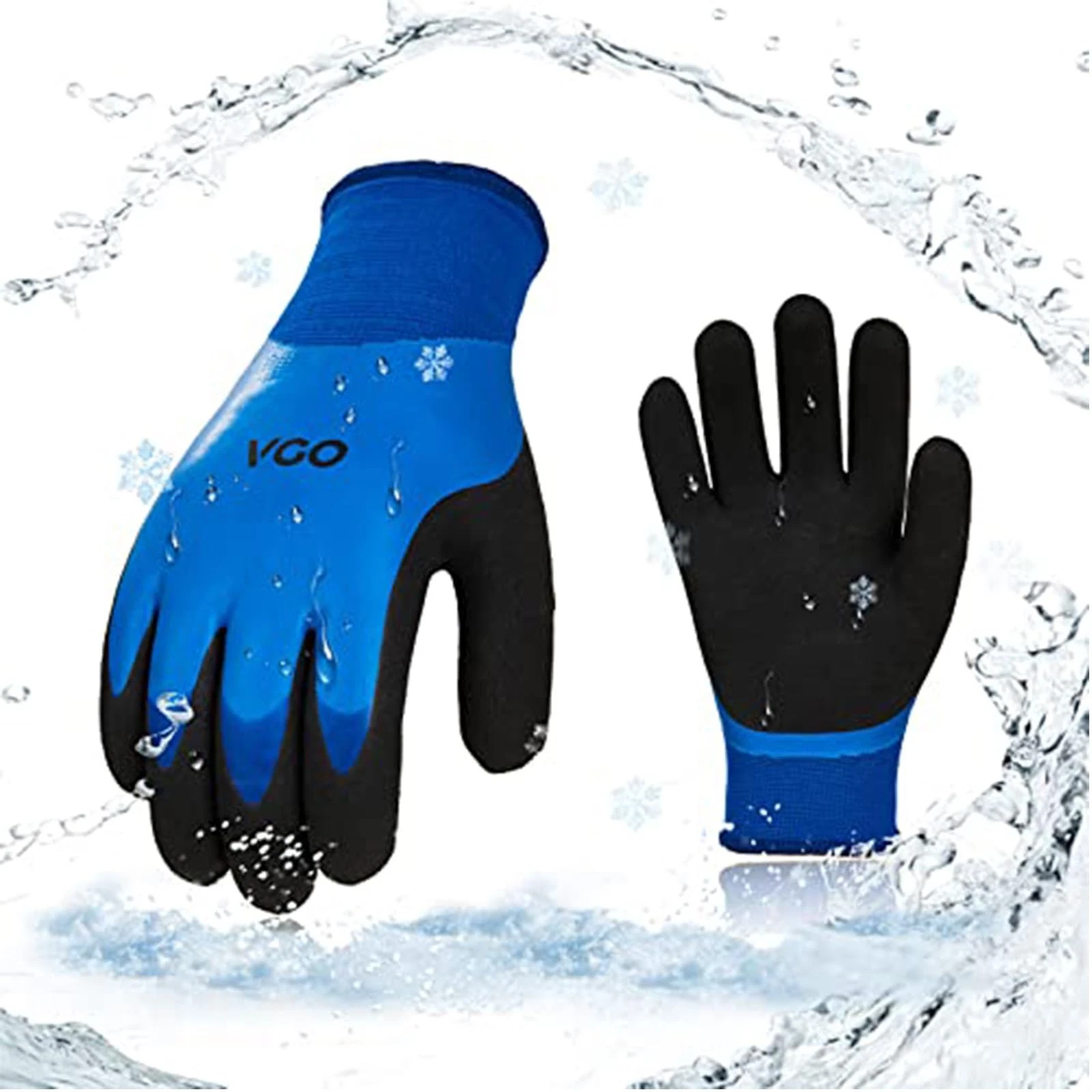 Vgo... 1-Pair 32°F Triple Latex Coating Winter Gloves, Light Duty Work Gloves...