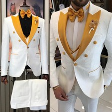 Men Suits Peak Lapel Single Breasted Regular Fit Wedding Groom Tuxedos Best Man