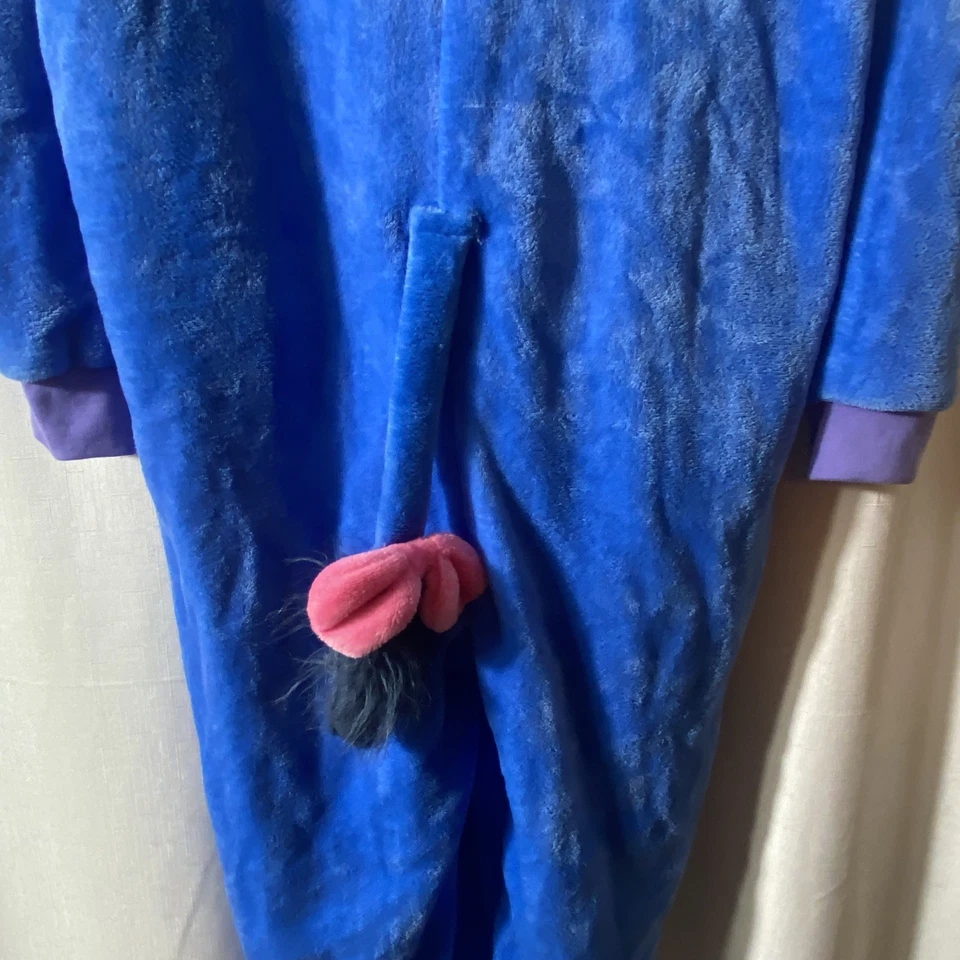 Disfraz de una pieza Eeyore con capucha para adulto pijama polar talla mediana Halloween   Foto 2 de 4