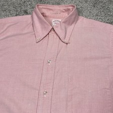 VTG 60s Brooks Brothers Makers Oxford Shirt Mens L Pink OCBD 6 Button USA Rare 