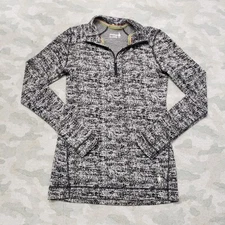 Smartwool Top Womens Large Gray Quarter Zip Merino Wool Base Layer Long Sleeve