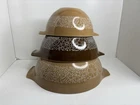 Vintage Pyrex Woodland Cinderella Mixing Bowls Set of 3 Brown Tan 441 442 443