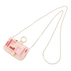 FENDI Nano Baguette Bag Charm Canvas Pink 7AR844AEUGF1DGX