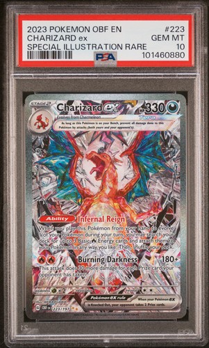 2023 POKEMON OBSIDIAN FLAMES SPECIAL ILLUSTRATION RARE #223 CHARIZARD EX PSA 10