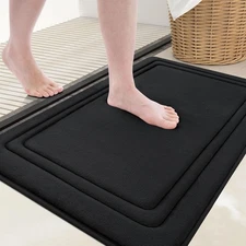 Grandaily Memory Foam Bath Mat Rug 24x16, Ultra Soft, Non-Slip 24 x 16, Black 