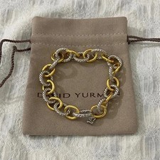 David Yurman Oval Link Cable Bracelet Sterling Silver 18k Gold