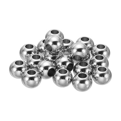 50Pcs Smooth Round Spacer Beads 10mm OD 4mm ID Loose Balls Spacers Silver