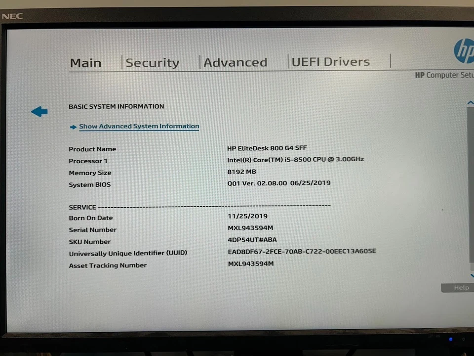 HP EliteDesk 800 G4 SFF i5-8500 3GHz, 8GB DDR4 RAM, NO SSD/OS #95 - Image 4 of 4