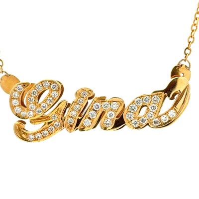 14KT YELLOW GOLD .70CT DIAMOND ''GINA'' NAME NECKLACE 17.5'', 7.3 GRAMS