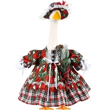 Christmas Winter Goose Outfit Fancy Porch Goose Clothes Dress with Wide Hat f...