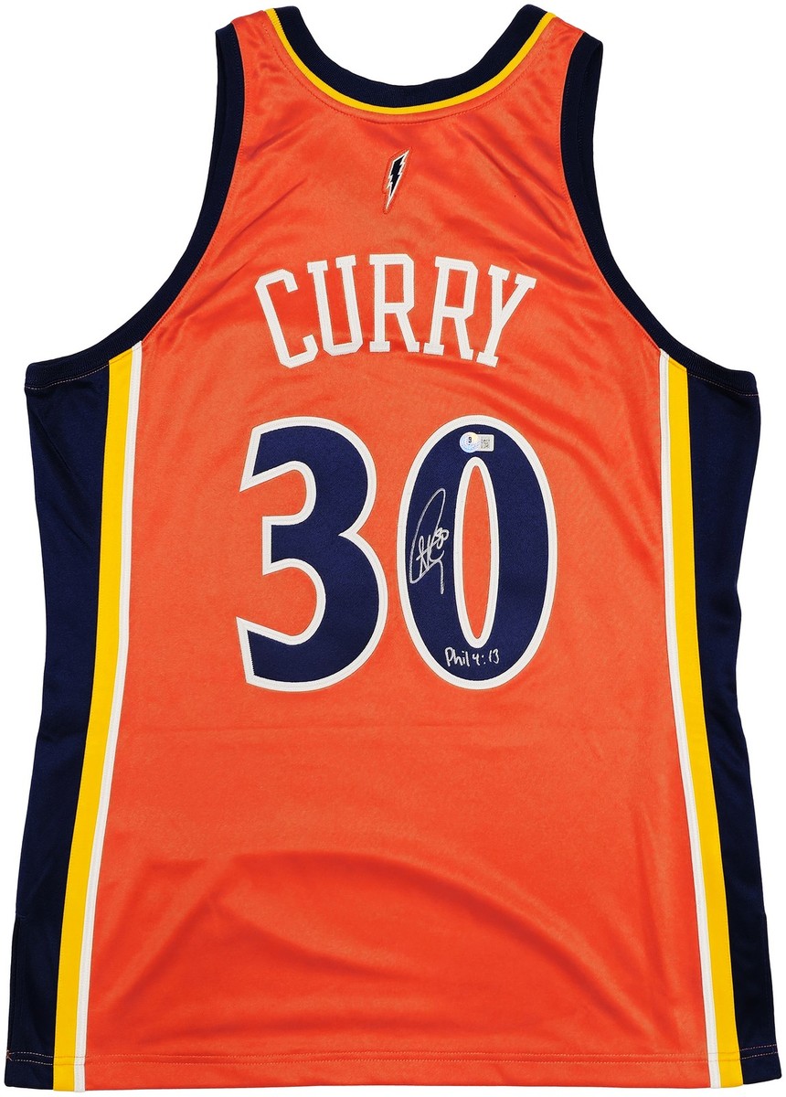 Warriors Stephen Curry Auto Orange Mitchell Ness Rookie Jersey 44