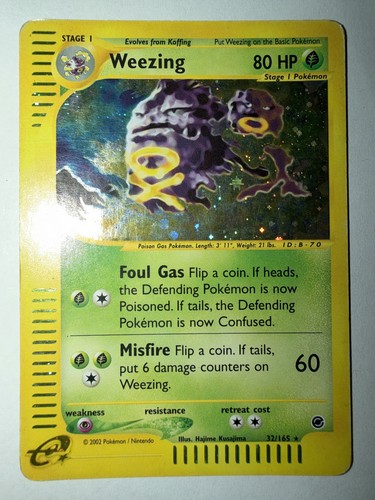 Weezing 32/165 Expedition 2002 Rare Holo E-series E-reader Pokemon