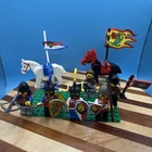 LEGO Castle: Knights Minifigure lot Wolfpack Dragon Lion Vtg horses flags 90s