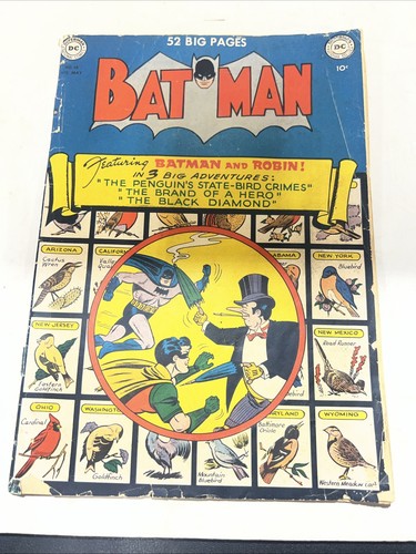 Batman #58 GD- 1.8 Golden Age Penguin Cover and Story! DC Comics 1950