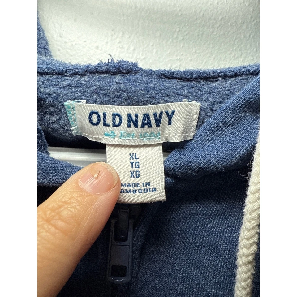 Old Navy blue logo full zip y2k hoodie womens XL classic streetwear skater - Image 2 of 4