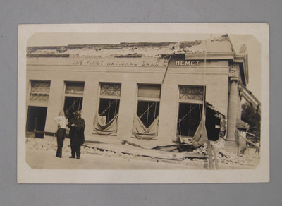 Vtg 1918 Hemet Ca. Bank Building San Jacinto Earthquake RPPC Photo Postcard