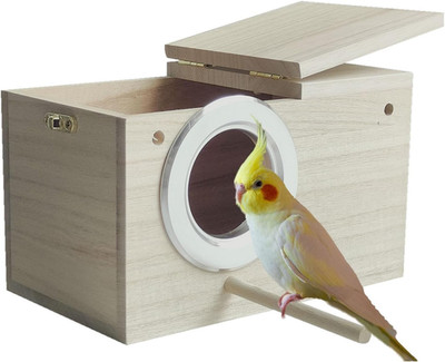 Parakeet Nesting Box, 7.87 X 4.72 X 4.72 Inch Bird Nest Breeding Box with Perch 