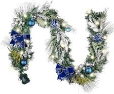 6 Feet Pre-Lit Christmas Garland with Lights for Mantle, Lighted Battery Operate