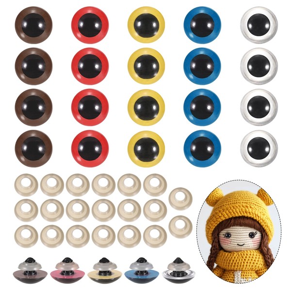 22Mm Sicherheitsaugen FüR Puppen, 20 StüCk Realistische HäKelaugen Mehrfarbig-image