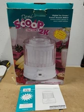 NOS 1997 Deni Scoop Factory #5400 White Automatic Ice Cream Maker 1 1/2 Qt