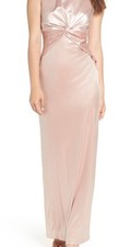 Adrianna Papell Velvet Twist Front Maxi Dress in Pinkish Blush, size 14
