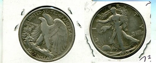 1938 D WALKING LIBERTY SILVER HALF DOLLAR FINE SCR 7382T
