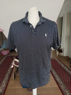 Vintage-Polohemd von Ralph Lauren, Größe L, weiß und blau