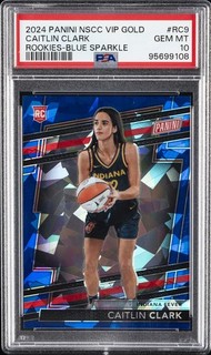 2024 PANINI NSCC GOLD ROOKIES BLUE SPARKLE CAITLIN CLARK ROOKIE 114/124 PSA 10