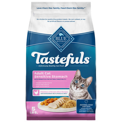 Tastefuls Dry Cat Food, Sensitive Stomach, Chicken and Brown Rice,